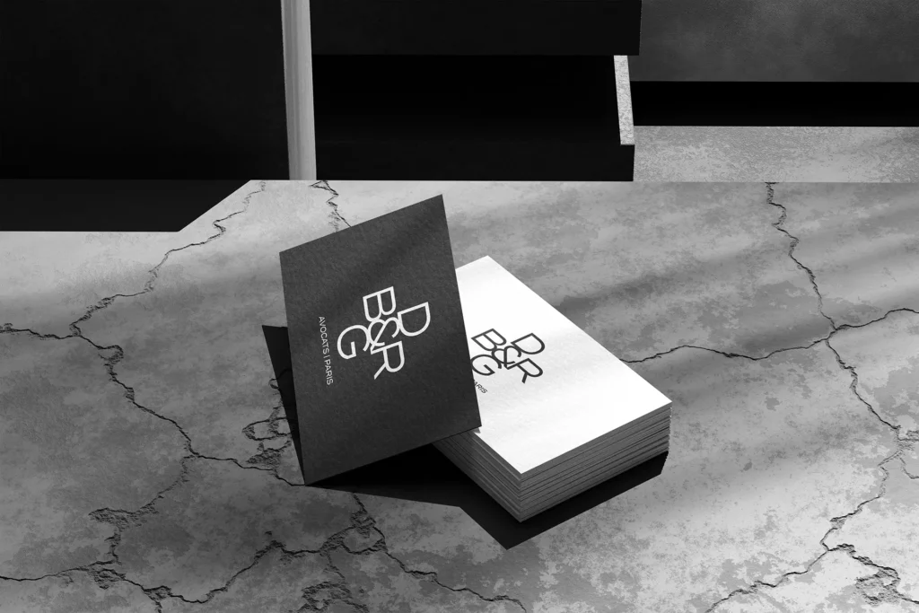 Carte de visite du cabinet BDRG Avocats Paris designée par Nicolas Montis, designer UI/UX à Bordeaux
