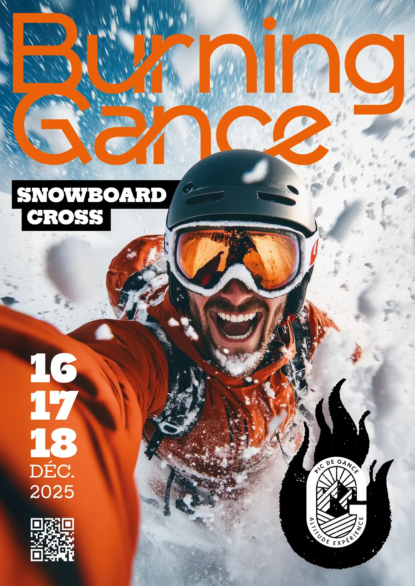 Affiche Burning Gance Snowboard Cross, design par Nicolas Montis