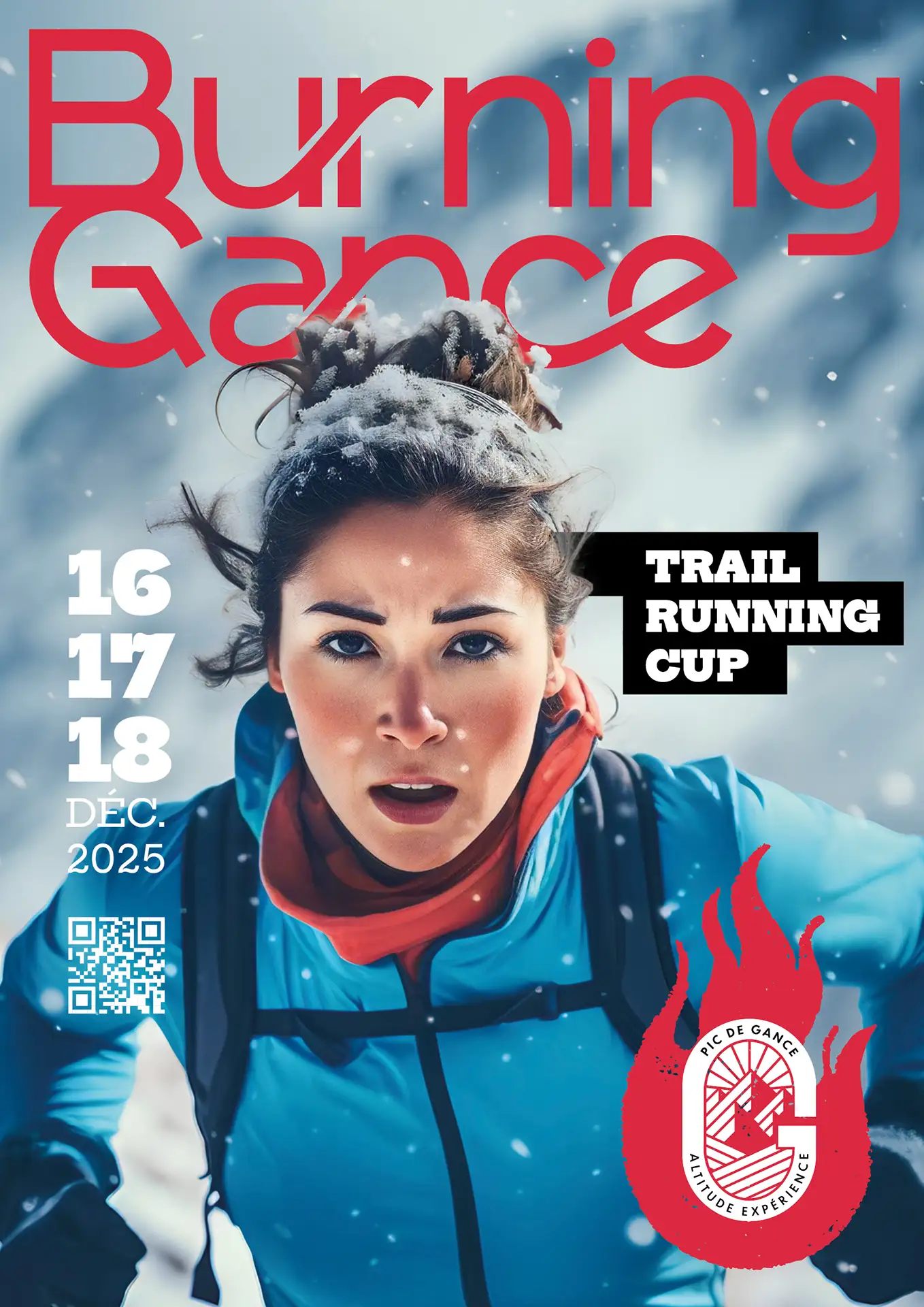 Affiche Burning Gance Trail Running Cup, design par Nicolas Montis