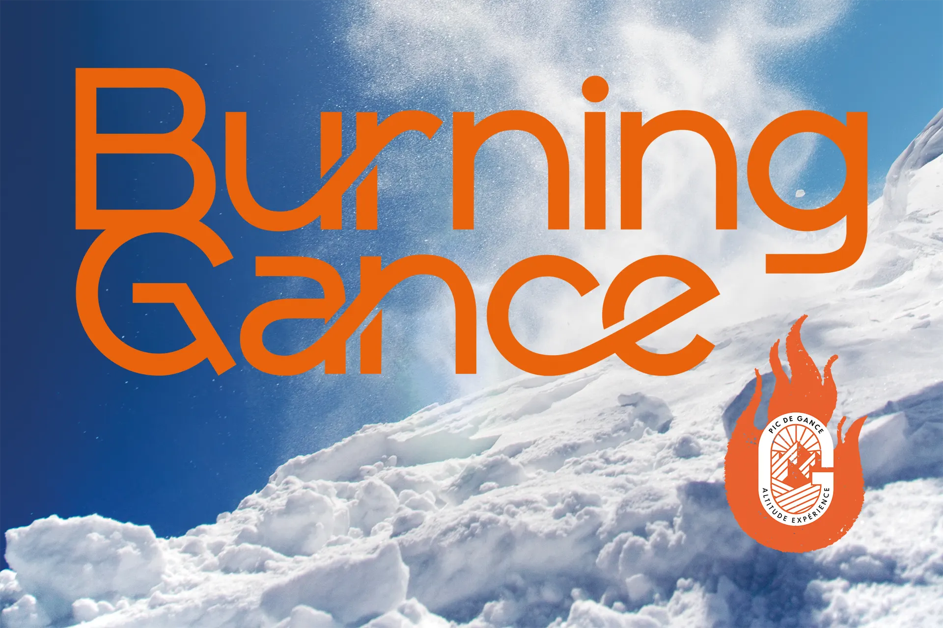 Identité visuelle Burning Gance avec flamme orange, design par Nicolas Montis