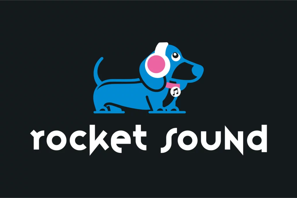 Logo Rocket Sound music application bleu rose fond noir Nicolas Montis Designer UI Bordeaux - design par Nicolas Montis, UI/UX à Bordeaux