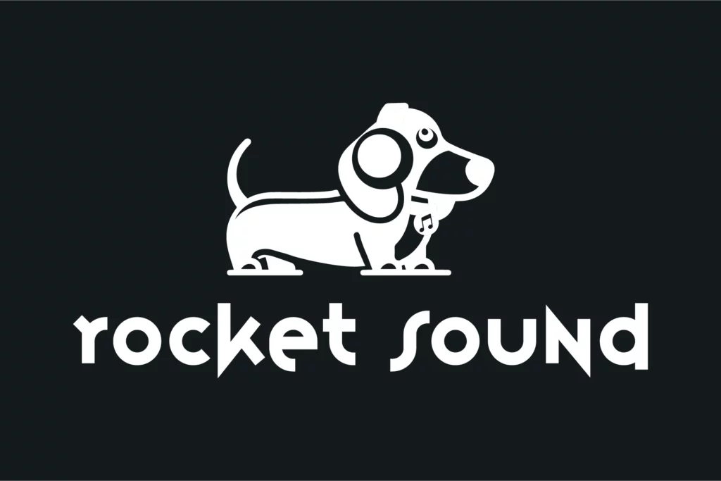 Logo Rocket Sound music application fond noir Nicolas Montis Designer UI Bordeaux - design par Nicolas Montis, UI/UX à Bordeaux