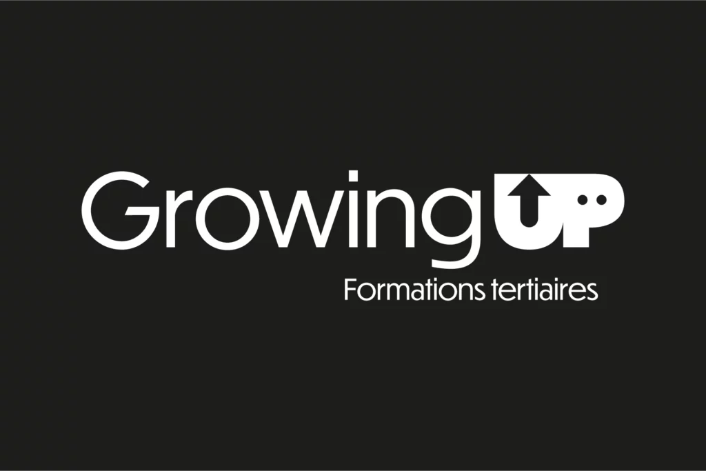 Logo blanc de Growing UP pour les formations tertiaires