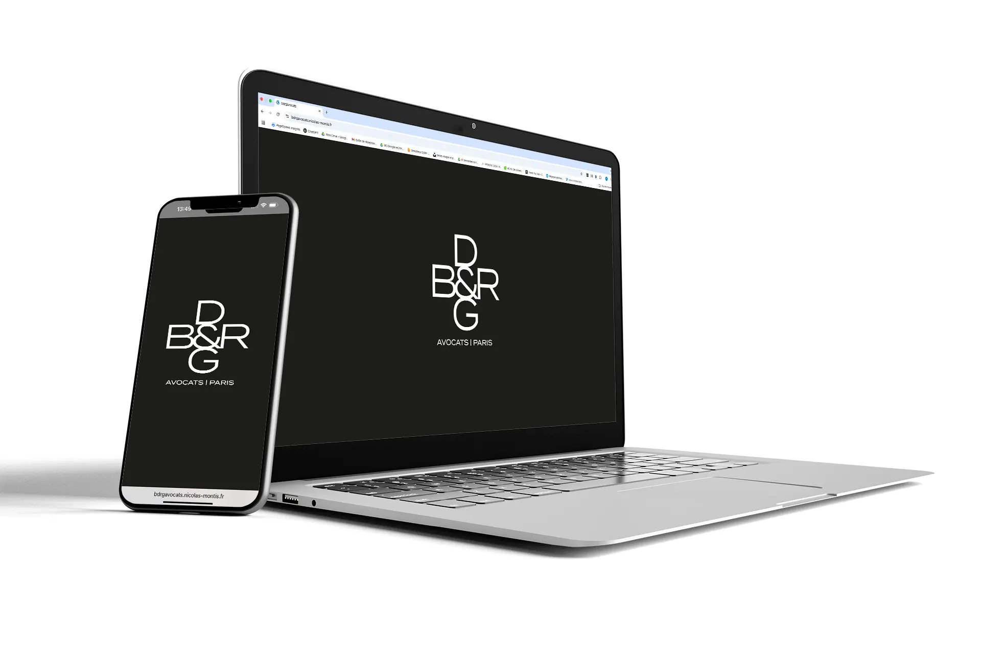 Affichage du site BDRG sur smartphone et ordinateur, design par Nicolas Montis, designer UI/UX à Bordeaux