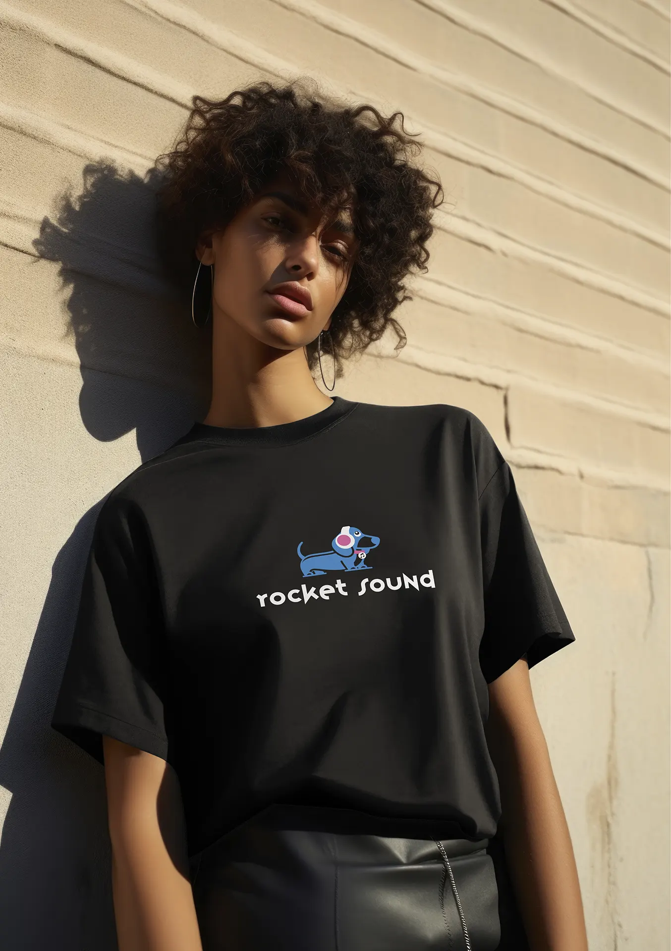 Mockup tee shirt femme logo Rocket Sound music application Nicolas Montis Designer UI Bordeaux - design par Nicolas Montis, UI/UX à Bordeaux