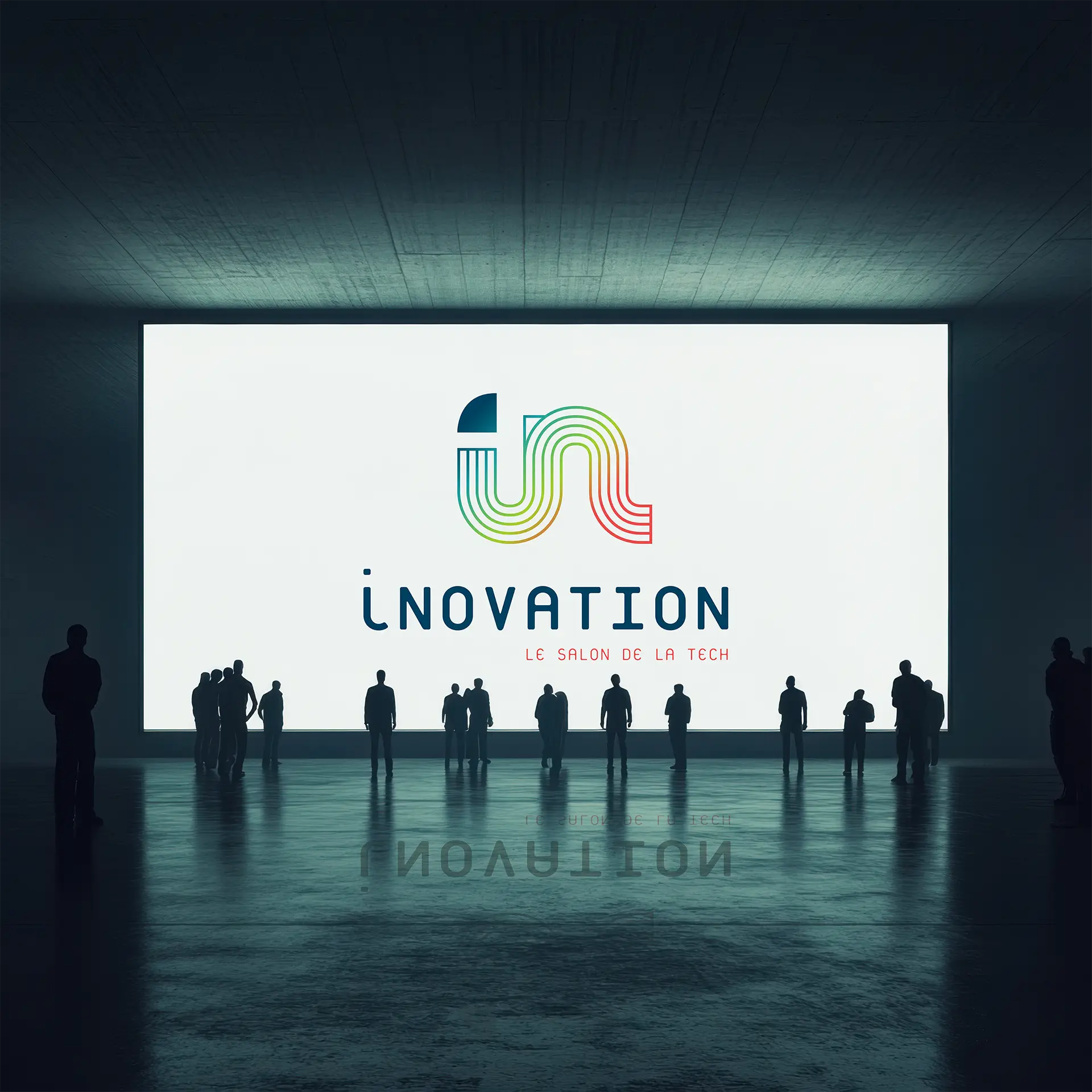Mockup d’écran de conférence avec logo iNovation projeté, designé par Nicolas Montis, designer UI/UX à Bordeaux