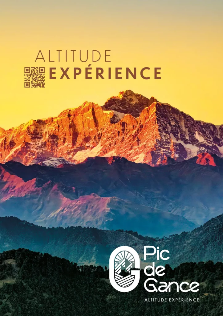 Affiche Pic de Gance Altitude Expérience, coucher de soleil sur les montagnes