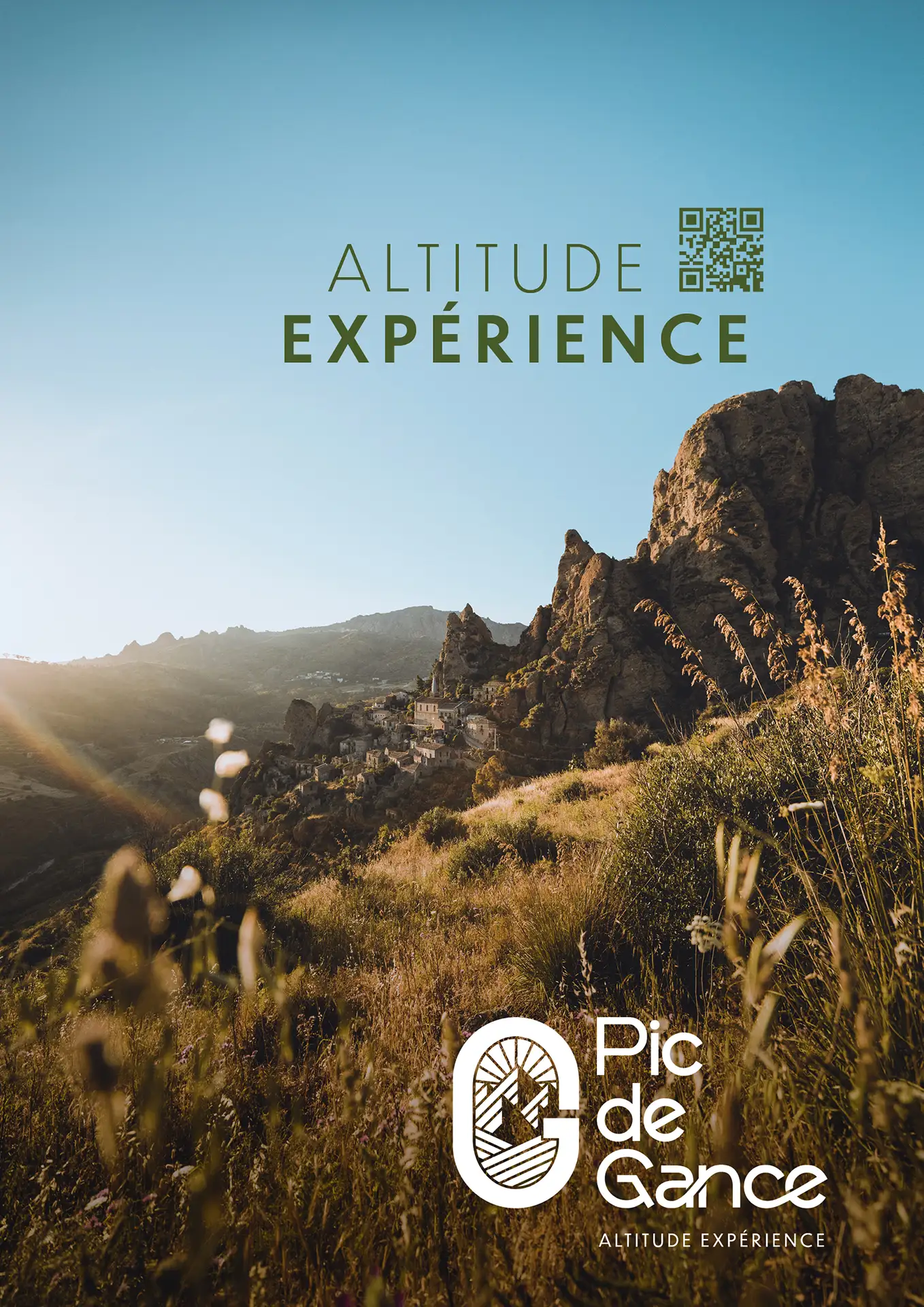 Affiche Pic de Gance Altitude Expérience, village au pied des montagnes